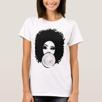 Camiseta Cabelo Grande Afro Cinzento Curly Do Topo Da Goma 