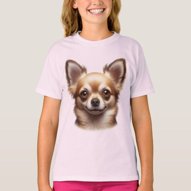 Camiseta Cabelo longo Cão Chihuahua (Frente)