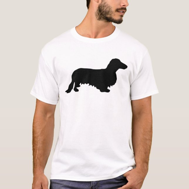 Camiseta Cabelo Longo Dachshund - Silhouette 1 (Frente)