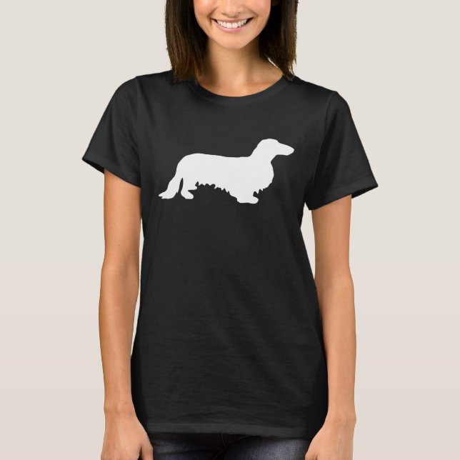 Camiseta Cabelo Longo Dachshund - Silhouette 2 (Frente)