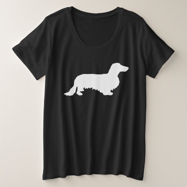 Camiseta Cabelo Longo Dachshund - Silhouette 2 (Frente do Design)