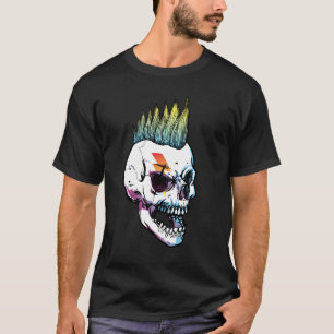Camiseta Cabelo Mohawk Caveira Rock Punk Cabeça Heavy Metal