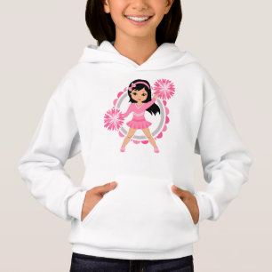 Camiseta Cabelo preto do cheerleader cor-de-rosa - elogio