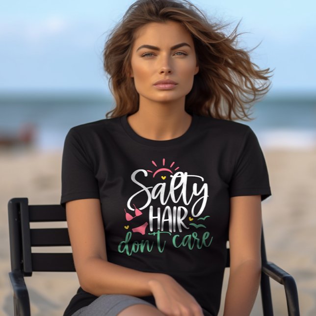 Camiseta "Cabelo salgado não se importa" Vida na praia (Criador carregado)