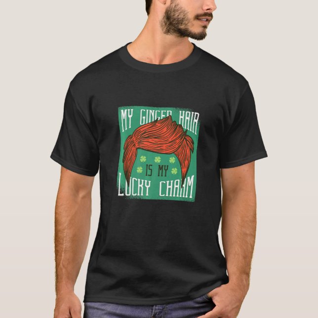 Camiseta Cabelo Vermelho Engraçado Cor do Cabelo Sortuda (Frente)