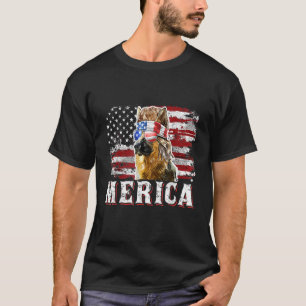 Camiseta Cábera Pastor Alemão Mullet 4 De Julho EUA 