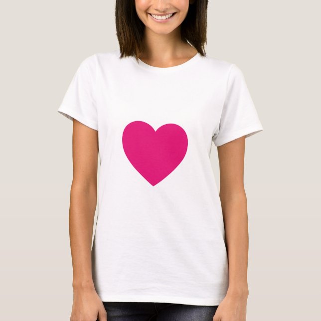 Camiseta cabida rosa do coração (Frente)