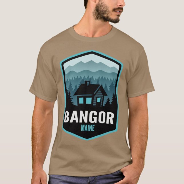 Camiseta Cabina de Montanha Bangor Maine de Grande Tamanho (Frente)