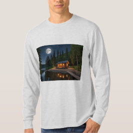 Camiseta Cabina no bosque à noite