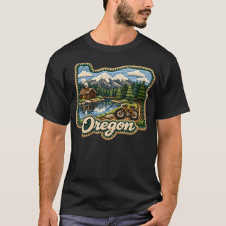 Camiseta Cabine de Montanha Oregon Bicicleta Viagens Vintag