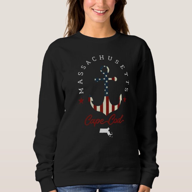 Camiseta Cabo Cod Massachusetts State Map Anchor American F (Frente)