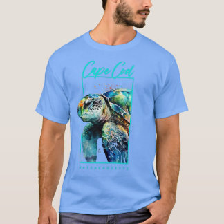 Camiseta Cabo Cod Massachusetts Watercolor Sea Turtle Ports