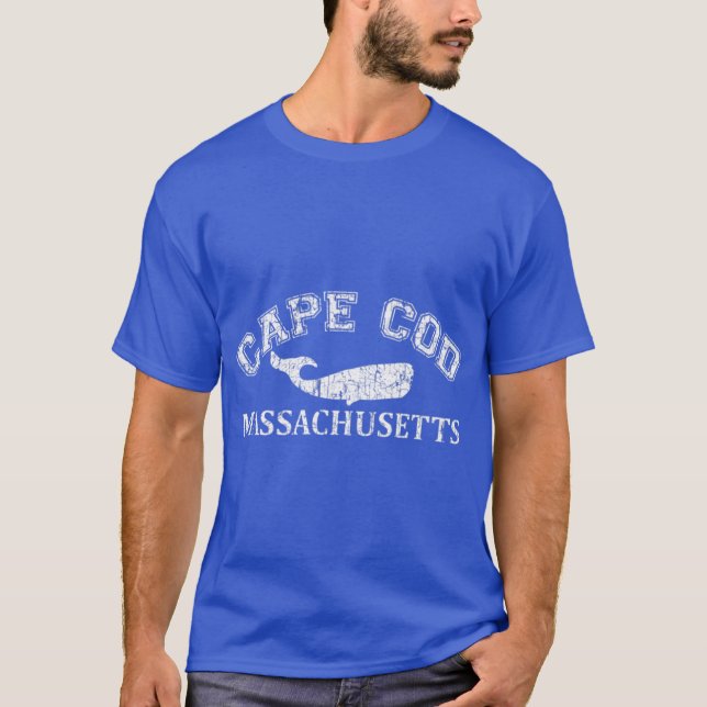 Camiseta Cabo Cod Massachusetts Whale Silhouette Vintage Di (Frente)