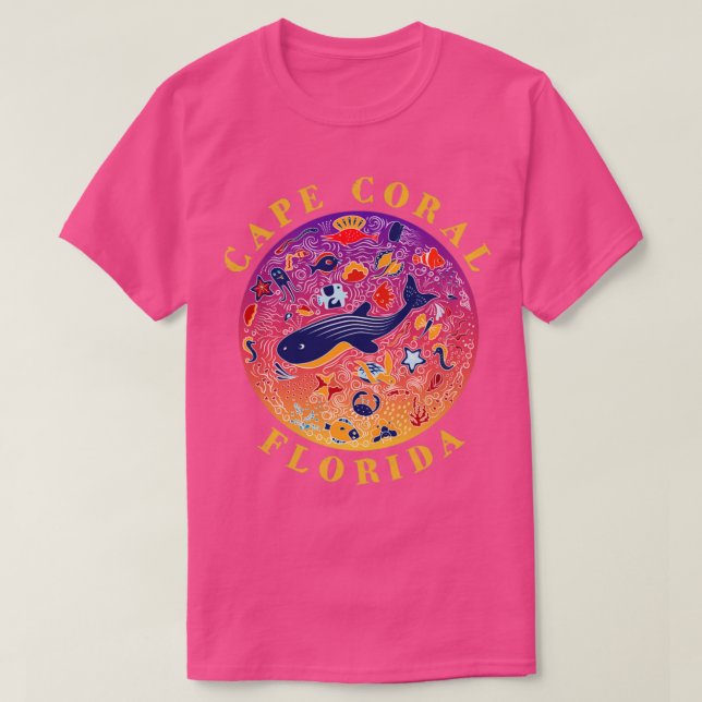 Camiseta Cabo Coral Florida Cut Sea Life Souvenir (Frente do Design)