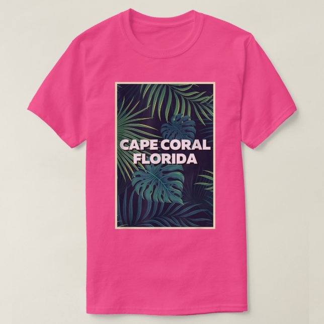 Camiseta Cabo Coral Flórida Praias Palm Deixa Arte de Verão (Frente do Design)
