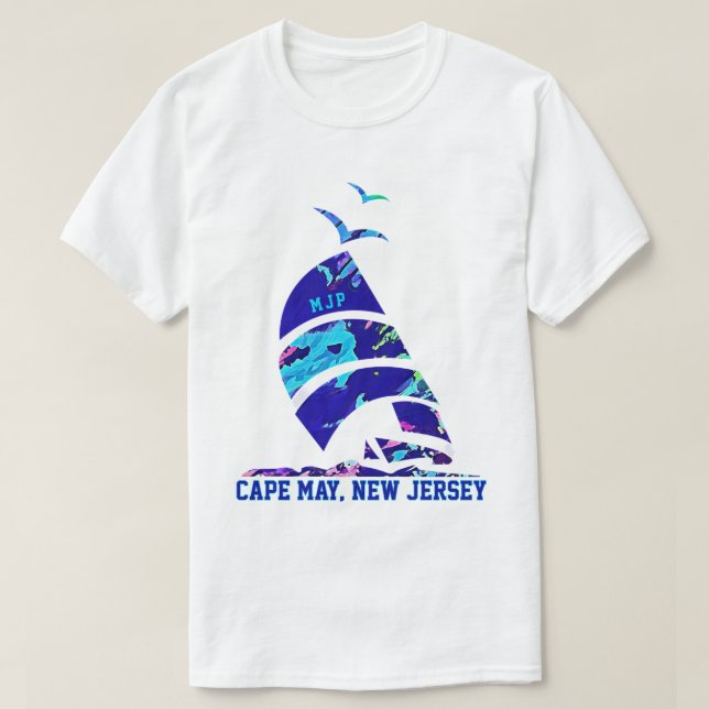 Camiseta Cabo May, NJ Sailboat Vacation (Frente do Design)