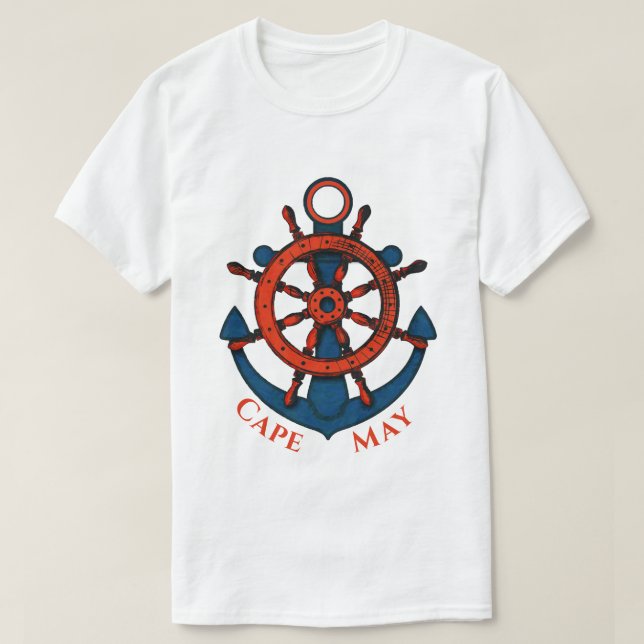 Camiseta Cabo May, Roda e Âncora do NJ (Frente do Design)