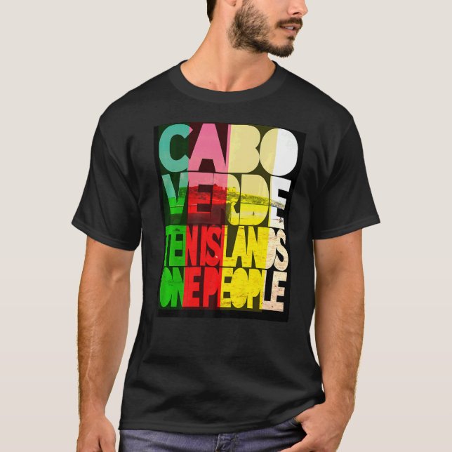 Camiseta Cabo Verde 10 Ilhas 1 Pessoas rasta (Frente)