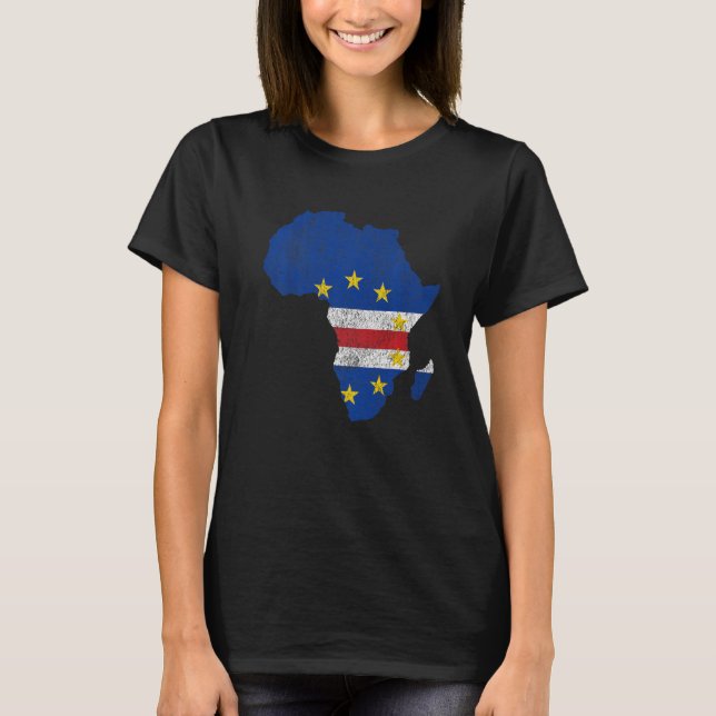 Camiseta Cabo Verde Bandeira África Continente Silhouette C (Frente)