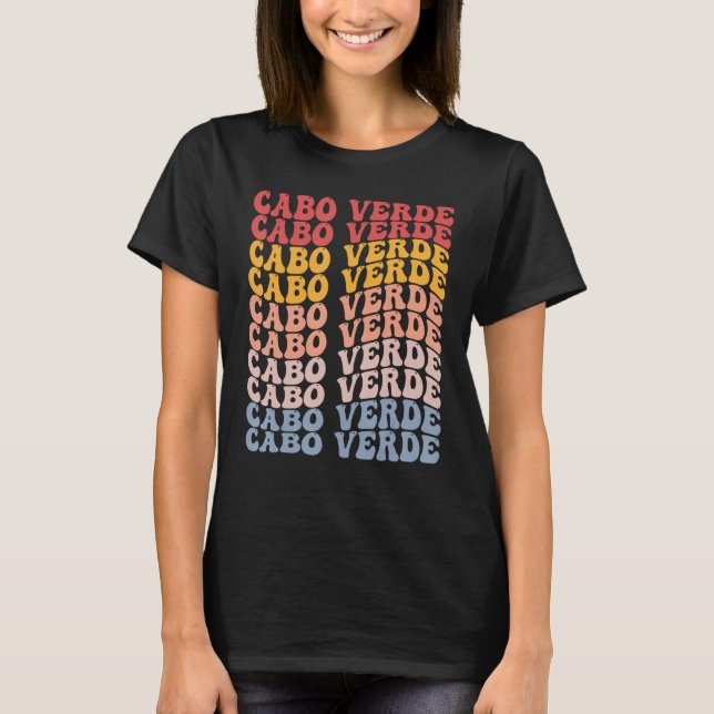 Camiseta Cabo Verde Groovy Retro Cape Verdean (Frente)