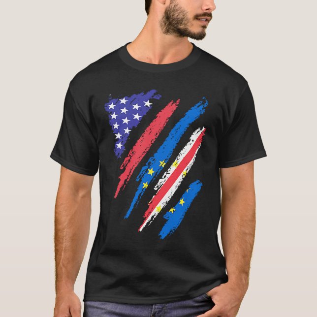 Camiseta Cabo Verdean American Patriot Grown Flag Str (Frente)