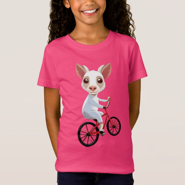 Camiseta Cabra branca e bonita de bicicleta (Frente)