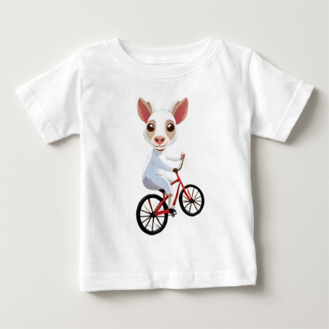 Camiseta Cabra branca e bonita de bicicleta (Frente)