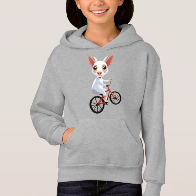 Camiseta Cabra branca e bonita de bicicleta (Frente)