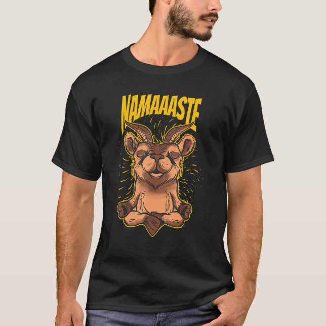 Camiseta Cabra de Meditação Zen Yoga Omm (Frente)