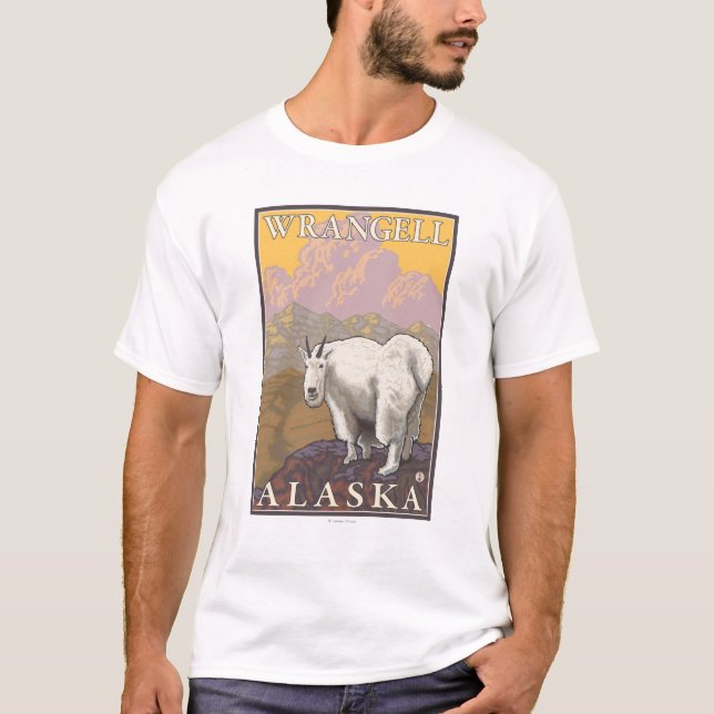 Camiseta Cabra de montanha - Wrangell, Alaska (Frente)