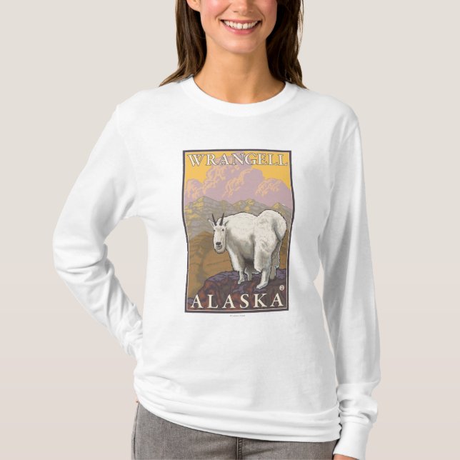 Camiseta Cabra de montanha - Wrangell, Alaska (Frente)