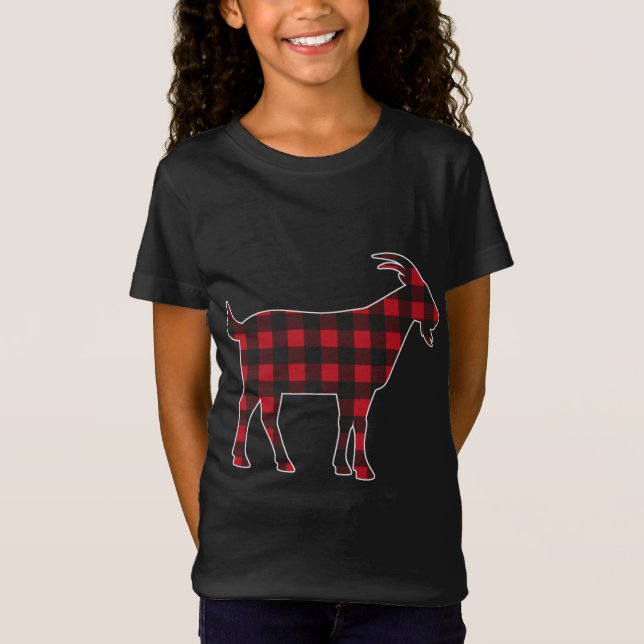 Camiseta Cabra de Xadrez Vermelha Feliz Família de Feliz Na (Frente)
