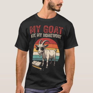 Camiseta Cabra Engraçada Comeu Meu Dever de Casa Animal de 