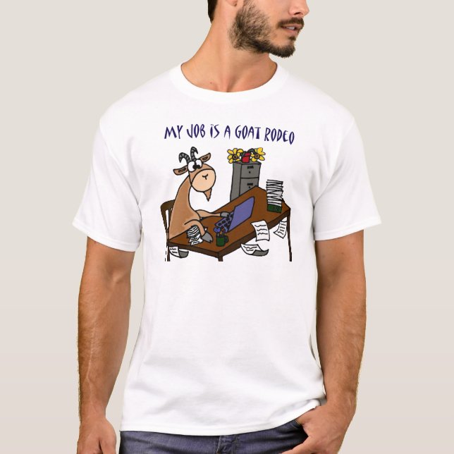 Camiseta Cabra engraçada no humor do trabalho do rodeio da (Frente)