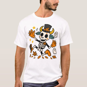 Camiseta Cabra Esqueleto Assustador Cute com Cartola