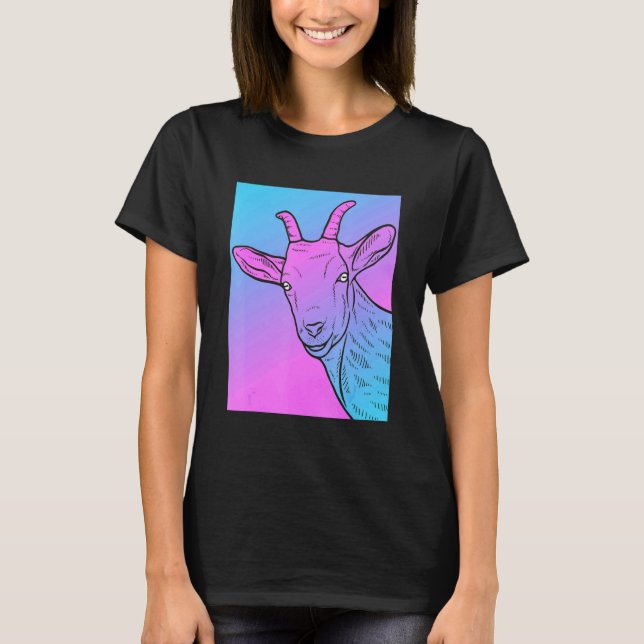 Camiseta Cabra Estética Vaporwave Pastel Cabra Goth (Frente)