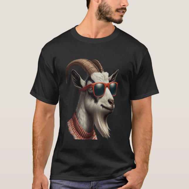 Camiseta Cabra legal engraçada com óculos solares, animais  (Frente)