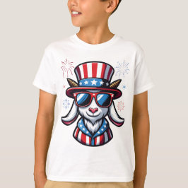 Camiseta Cabra Patriótica 4 de Julho Cabra Bandeira America