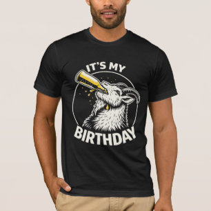 Camiseta Cabra que Bebe Cerveja É Meu Aniversário