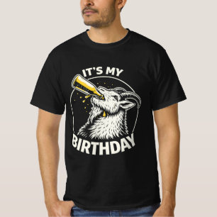 Camiseta Cabra que Bebe Cerveja É Meu Aniversário