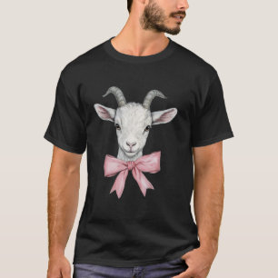 Camiseta Cabra Rosa Coquete Laço Fita Delicada Fofa Animal