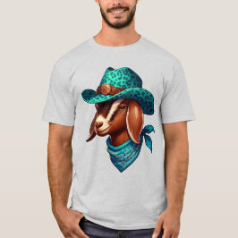 Camiseta Cabra Vestindo chapéu e Bandana
