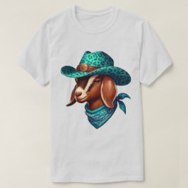 Camiseta Cabra Vestindo um Chapéu de Cowboy Elegante e Band
