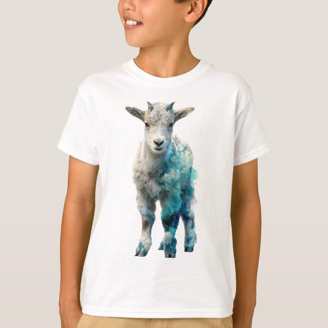 Camiseta Cabritos Azuis Caprichosos em Aquarela (Frente)