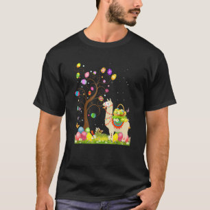 Camiseta Caça à Árvore Egg Llama Páscoa Llama Bunny Happy E