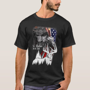 Camiseta Caça À Bandeira Americana Uma Nação Sob Deus Ch