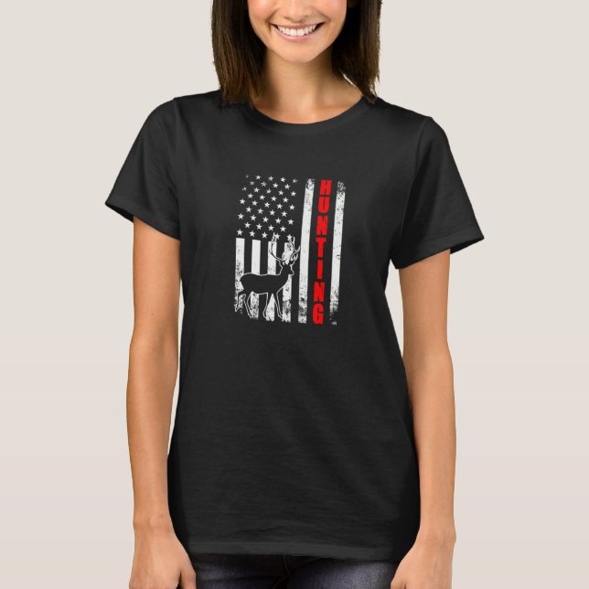 Camiseta Caça à bandeira americana Usa Patriótica Orgulhosa (Frente)