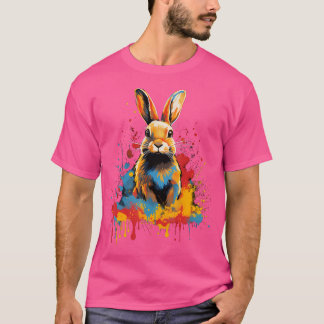 Camiseta Caça a Coelhos Pintos Coloridos Artísticos