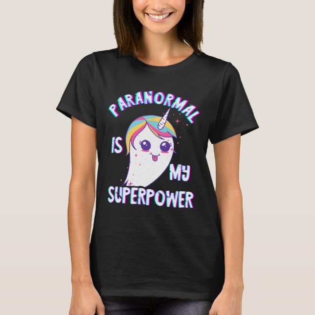 Camiseta Caça a Fantasma Superpoder Paranormal Unicórnio (Frente)