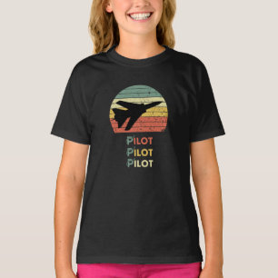 Camiseta Caça a Jato & Pôr do Sol, Aviação Simples Retro Vi